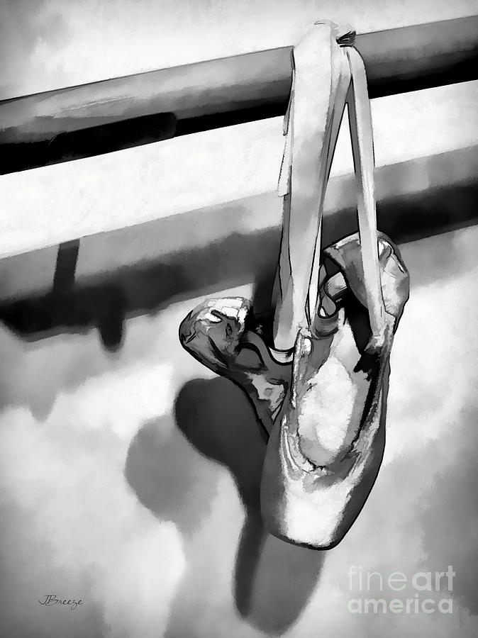 Ballerina Slippers-BW Digital Art by Jennie Breeze