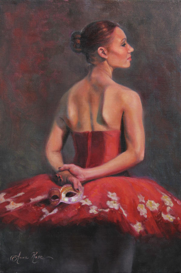 Ballet Painting - Ballerina with Mask by Anna Rose Bain