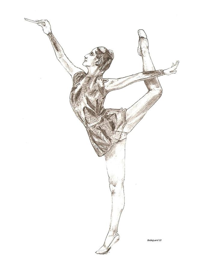 Ballet A Pencil Study In Black And White Drawing by Mario Perez