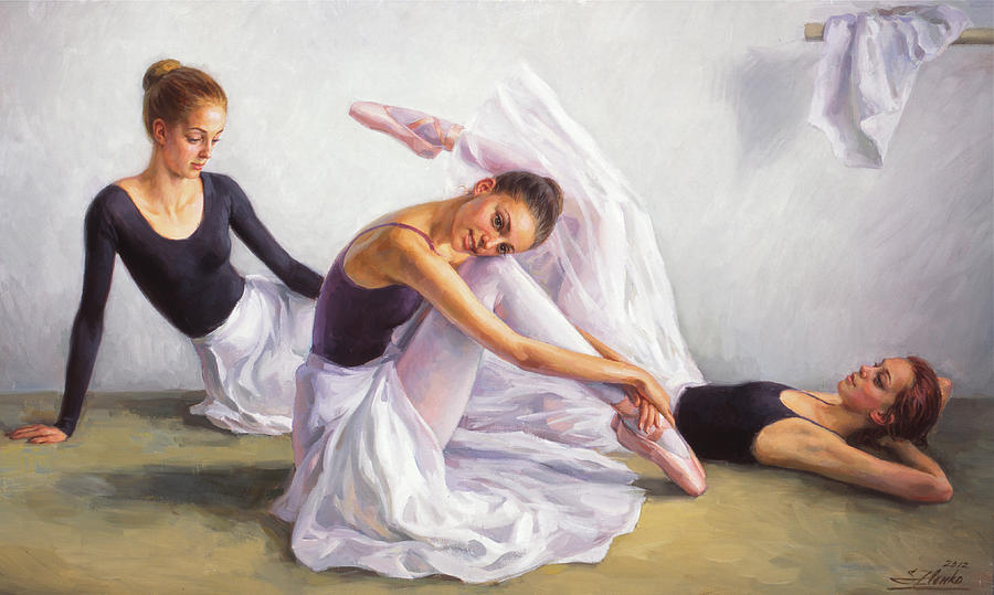 Ballet Painting - Ballet class by Serguei Zlenko