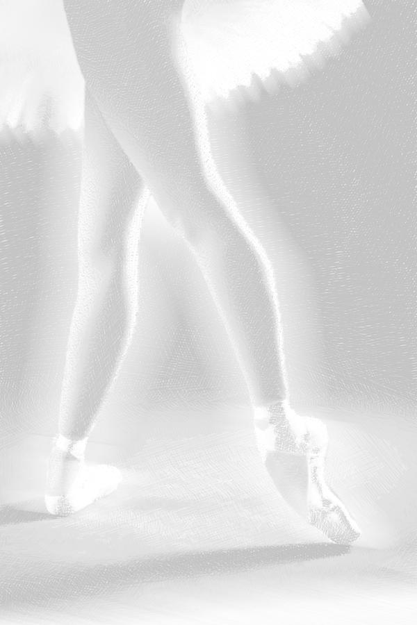 Ballet Dancer Legs White on White Painting by Tony Rubino