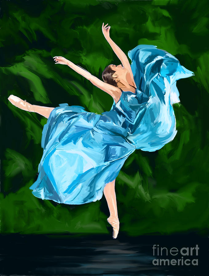 Ballet Painting - Ballet Dancer-teal by Tim Gilliland