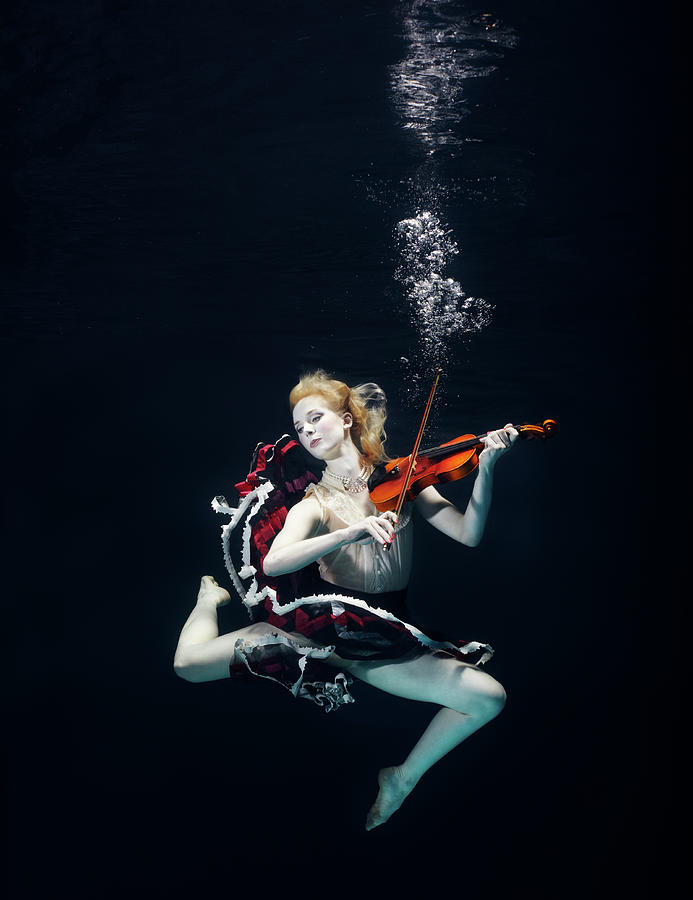 Ballet Dancer Underwater With Violin Photograph by Henrik Sorensen