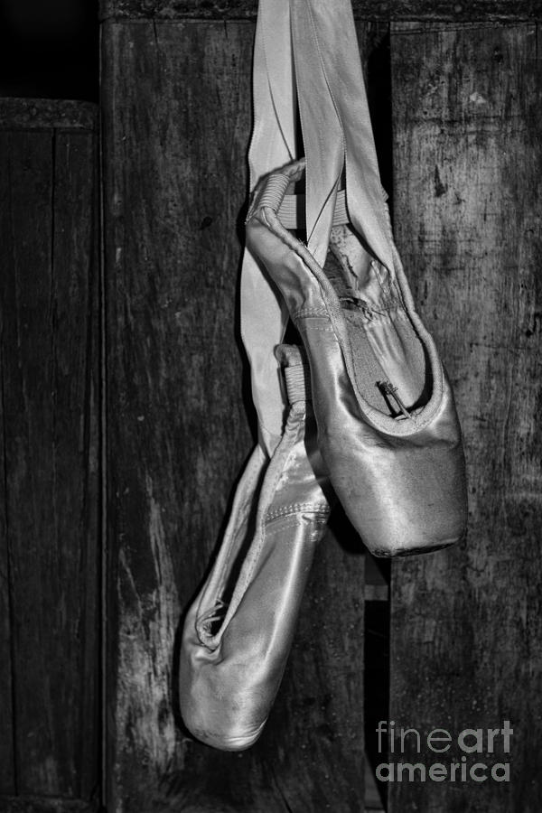 Black And White Photograph - Ballet Slippers in black and white by Paul Ward