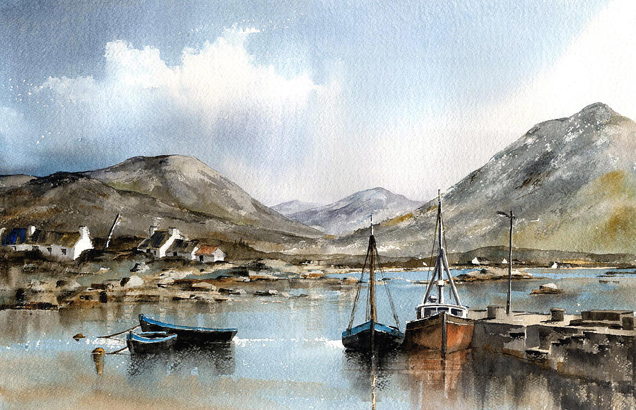Val Byrne Painting - Ballinakill Harbour Galway by Val Byrne