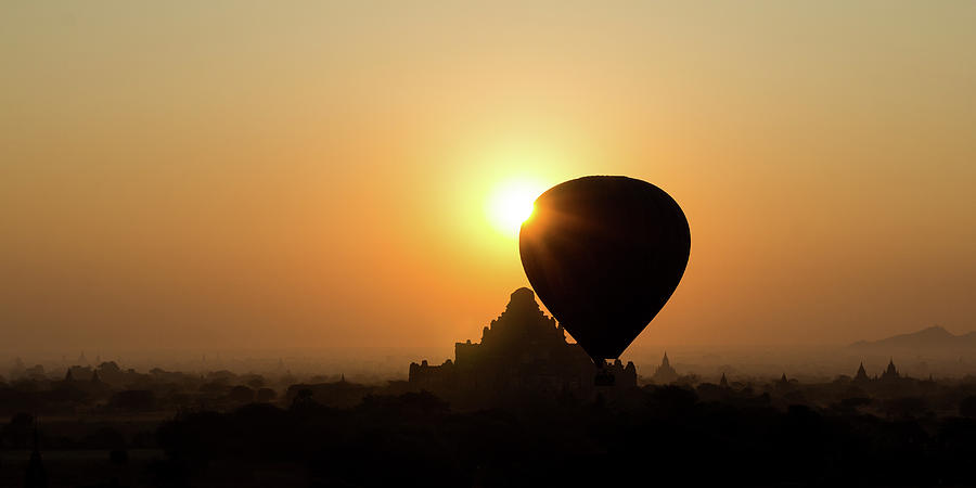 Balloon At Sunrise In Bagan Photograph by Damien Polegato