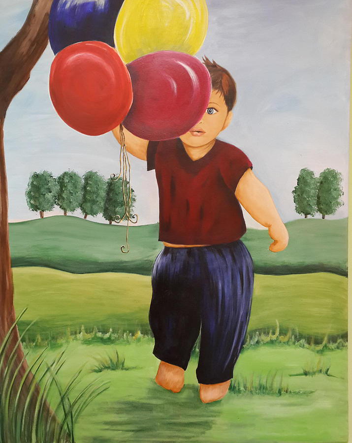 Balloon Boy Painting - Balloon Boy by Jeneane Wilson