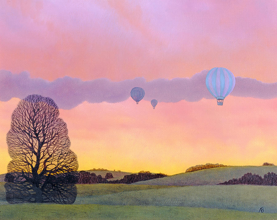Sunset Painting - Balloon Race by Ann Brian