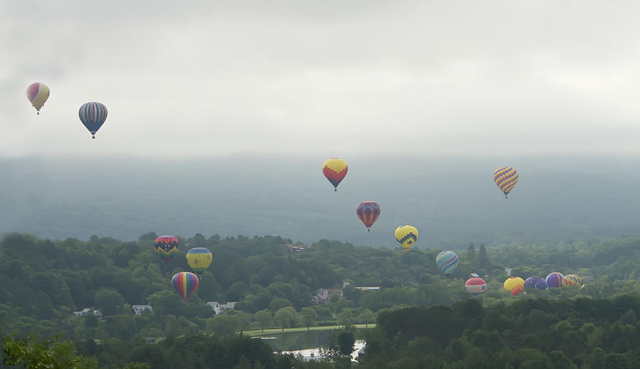 Balloon Rise over Quechee Vermont Photograph by John Vose