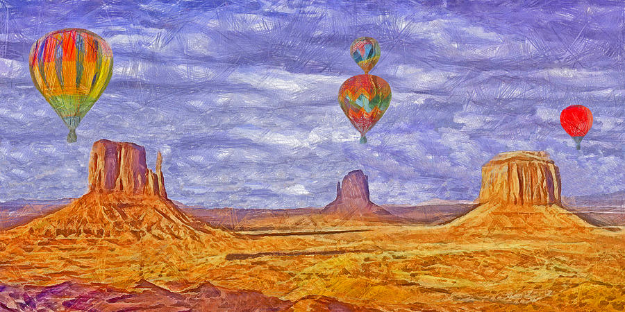 Ballooning Over Monument Valley Digital Art by Digital Photographic Arts