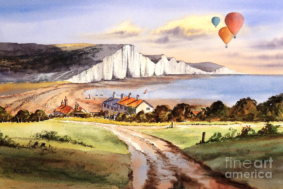 Ballooning Over The Seven Sisters Painting by Bill Holkham