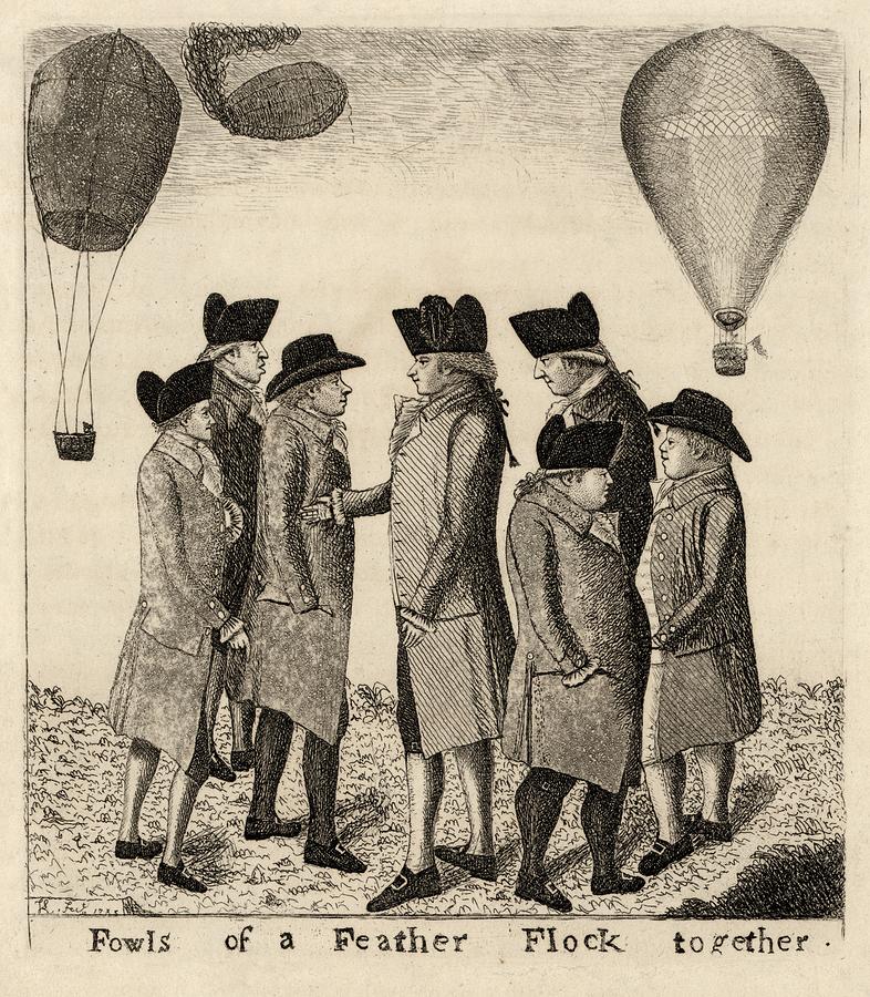 Balloonists cartoon, 1785 Photograph by Science Photo Library