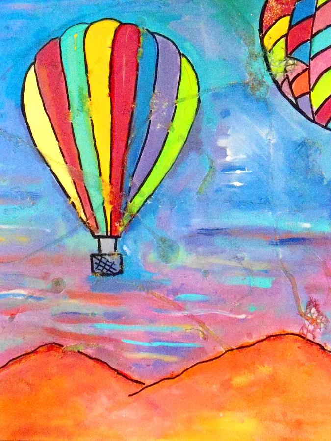 Balloons Over New Mexico 3 Painting by Karen Kaster | Fine Art America