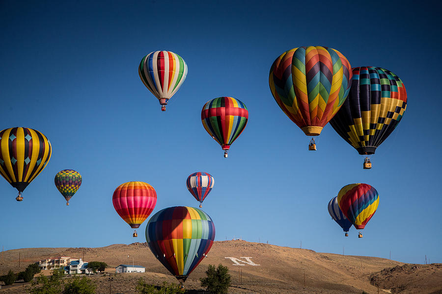 Balloons over Northern Nevada Photograph by Janis Knight