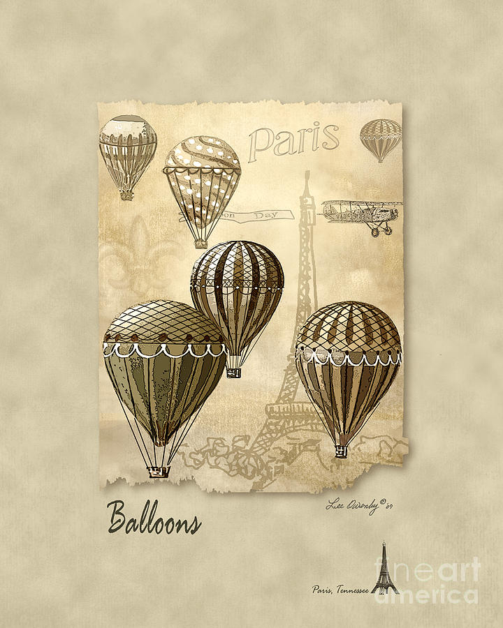 Balloons With Sepia Mixed Media by Lee Owenby