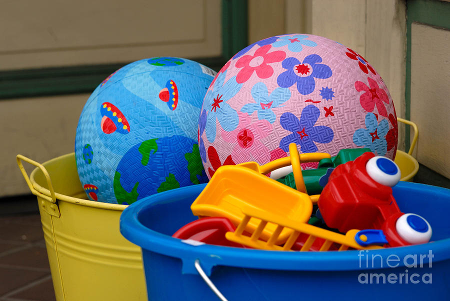 Ball Photograph - Balls and Toys in Buckets by Amy Cicconi