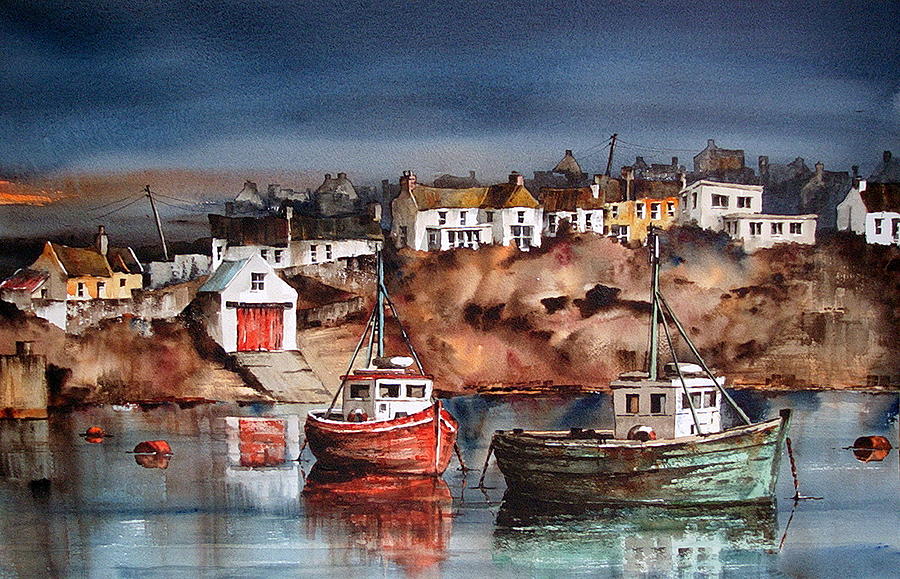 Ballycotton Harbour  East Cork Painting by Val Byrne