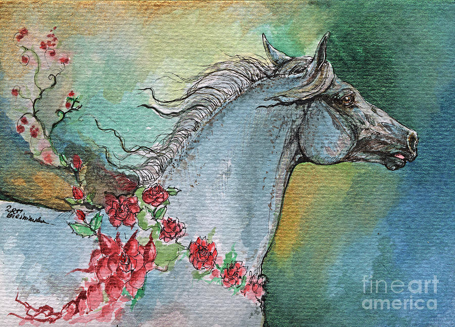 Balon polish arabian horse portrait 1 Painting by Ang El