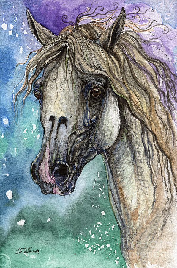 Balon polish arabian horse portrait 4 Painting by Ang El