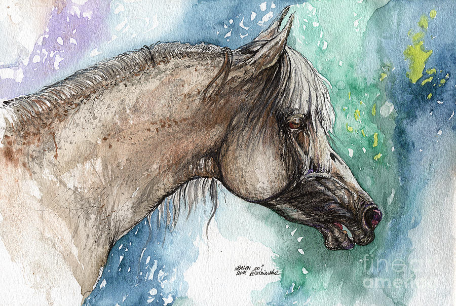 Balon polish arabian horse portrait 5 Painting by Ang El
