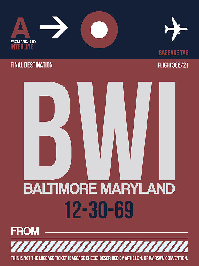 Baltimore Digital Art - Baltimore Airport Poster 2 by Naxart Studio