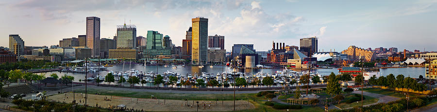 Baltimore Harbor Skyline Panorama Photograph by Susan Candelario
