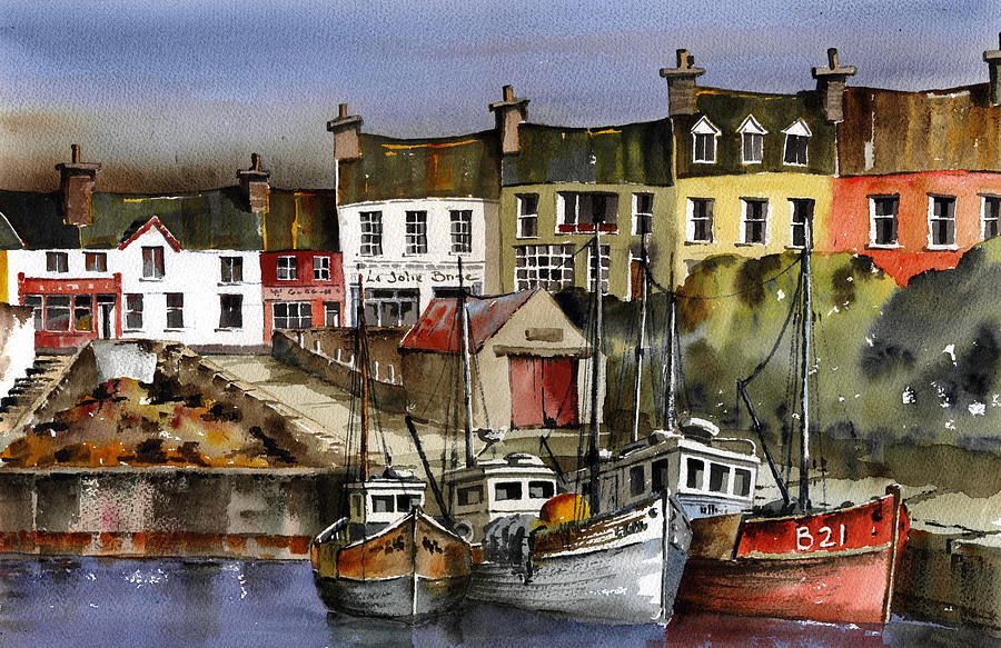 Baltimore Harbour Technicolour Painting by Val Byrne