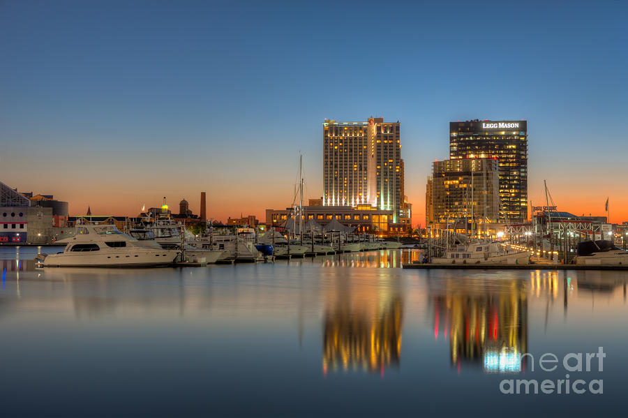 Baltimore Inner Harbor East Skyline at Dawn I Photograph by Clarence Holmes