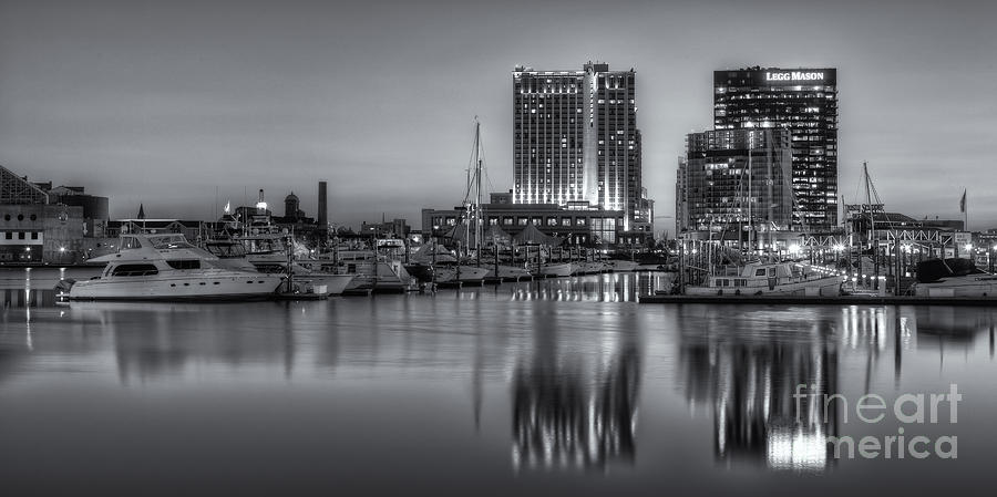 Baltimore Photograph - Baltimore Inner Harbor East Skyline at Dawn Panoramic II by Clarence Holmes