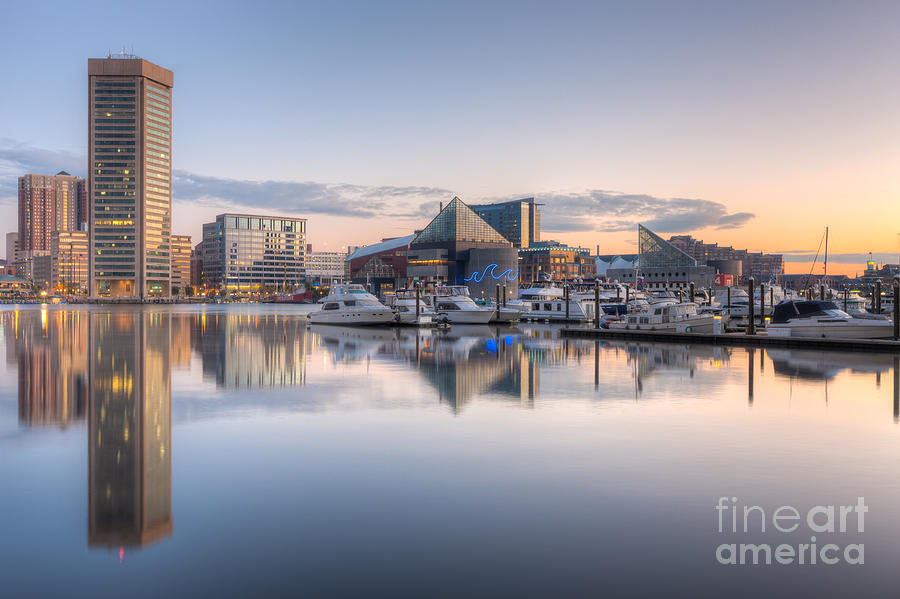 Baltimore Inner Harbor Skyline at Dawn II Photograph by Clarence Holmes