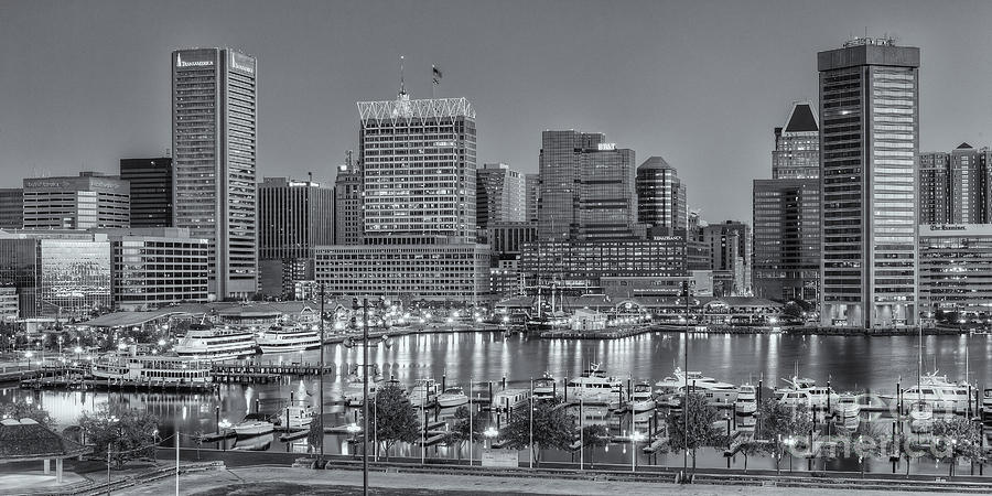 Baltimore Inner Harbor Skyline at Dawn Panoramic II Photograph by Clarence Holmes