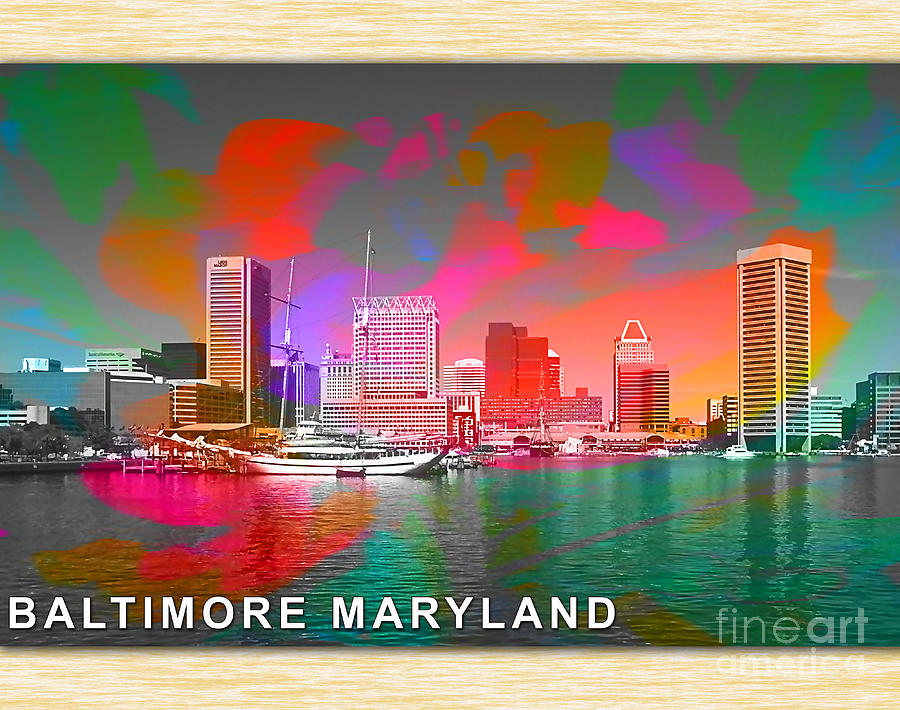 Skyline Mixed Media - Baltimore Maryland Skyline by Marvin Blaine
