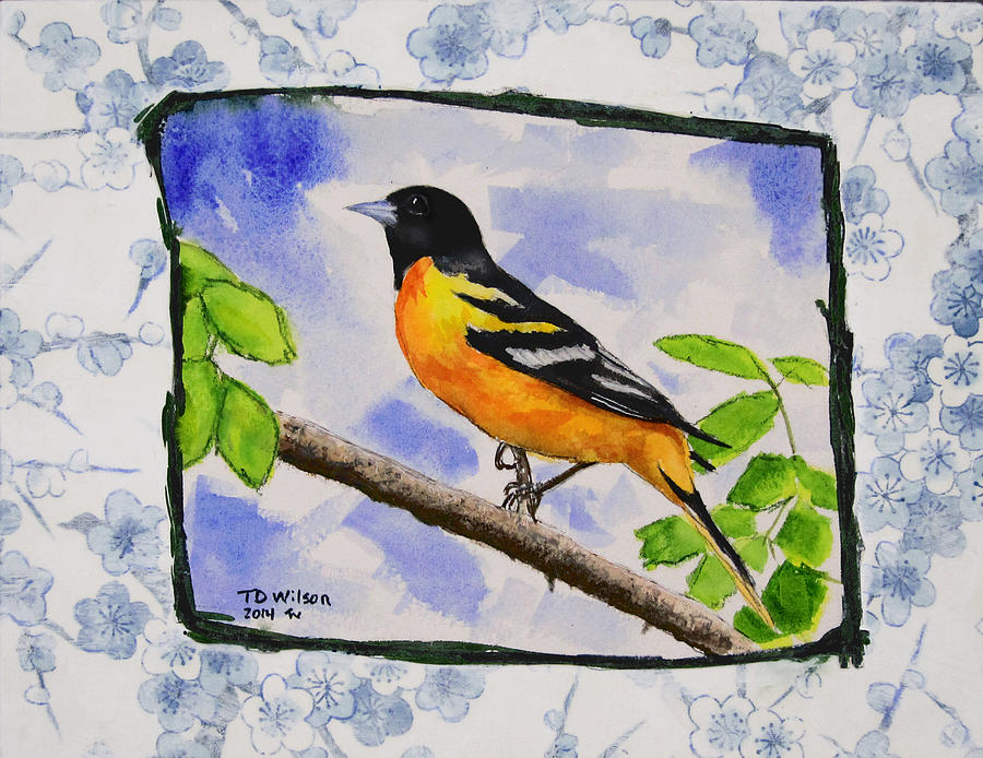 Baltimore Oriole - Jaggy Border Painting by TD Wilson