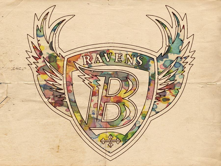 Baltimore Ravens Logo Vintage Painting by Florian Rodarte - Fine