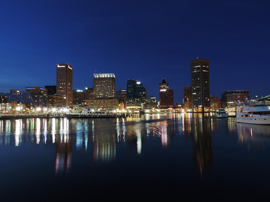 Baltimore Skyline at Dusk on the Inner Harbor Photograph by Cityscape ...