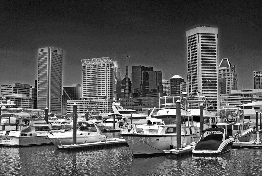 Baltimore Skyline BW Photograph by Andy Lawless