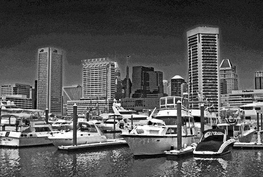 Baltimore skyline Drybrush Photograph by Andy Lawless