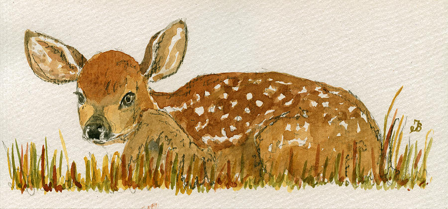 Deer Painting - Bambi deer by Juan  Bosco