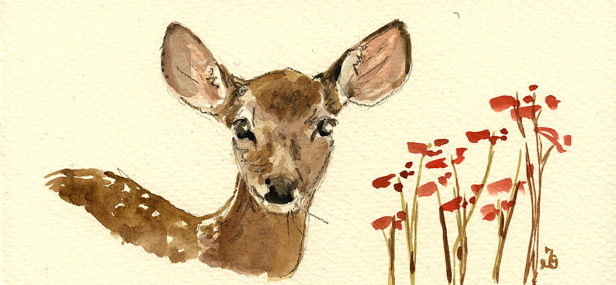 Deer Painting - Bambi by Juan  Bosco