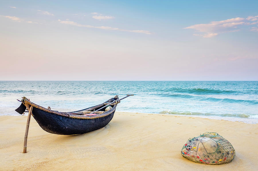 Bamboo Basket Fishing Boat On The Beach Photograph by Jason Langley ...