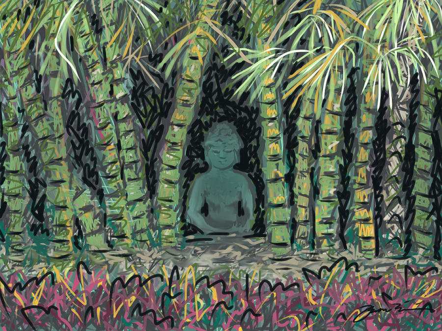 Bamboo Buddha Painting by Jean Pacheco Ravinski
