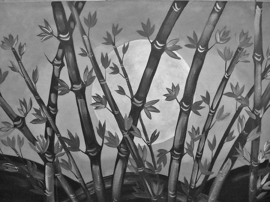 Bamboo Moon Painting by Cindy Micklos