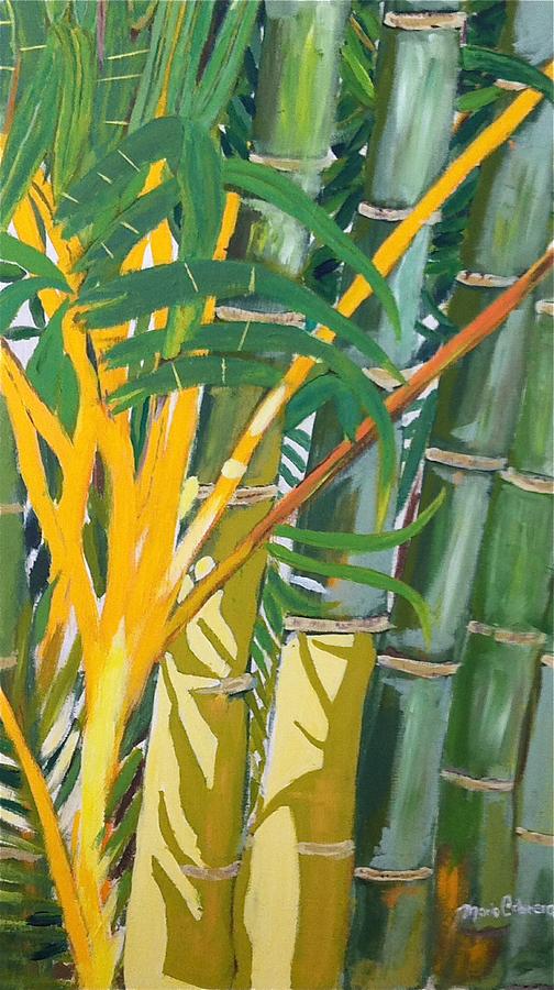 Bamboo on wood Painting by Mario Cabrera