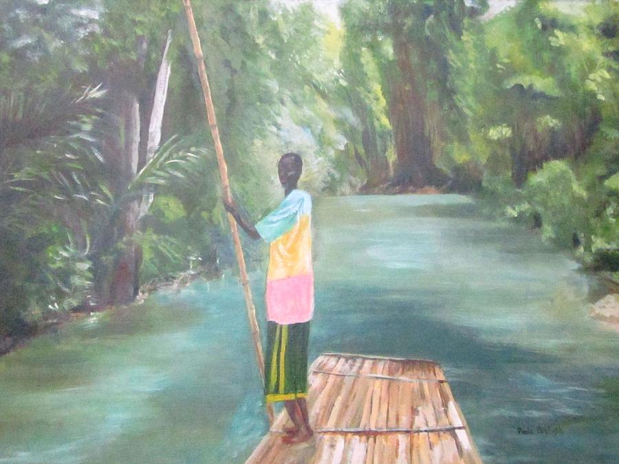 Jungle Painting - Bamboo Raft Ride by Paula Pagliughi