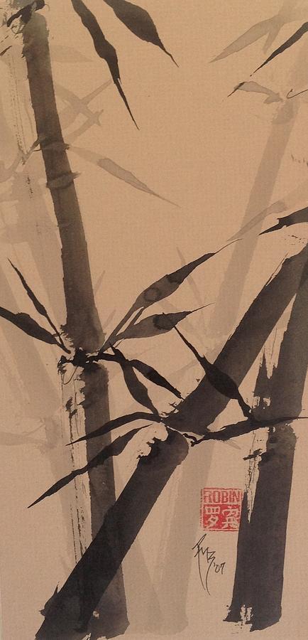 Bamboo Study #1 on Tagboard Painting by Robin Miller-Bookhout