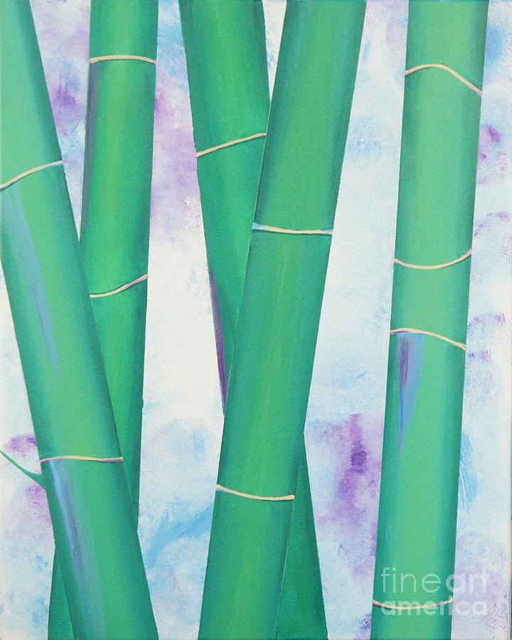 Bamboo tryptych 2 Painting by Shiela Gosselin
