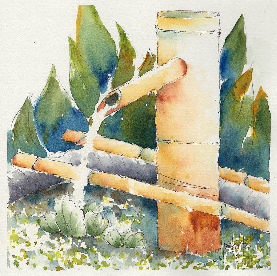 Impressionism Painting - Bamboo Water Spout by Pat Katz