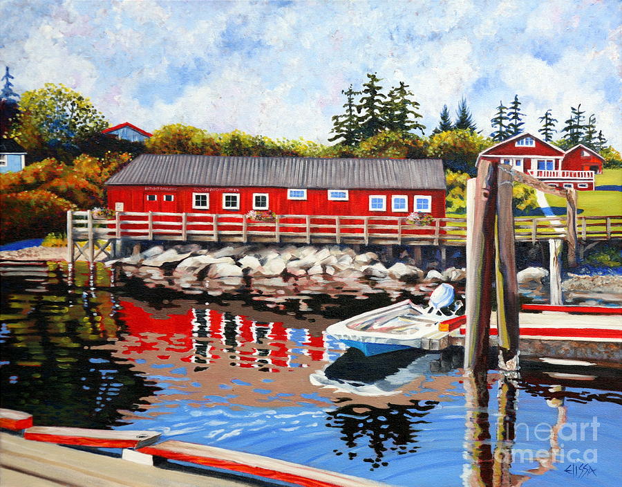 Boat Painting - Bamfield Museum by Elissa Anthony