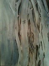 Abstract Painting - Ban-yon tree trunk by Carol Spitko