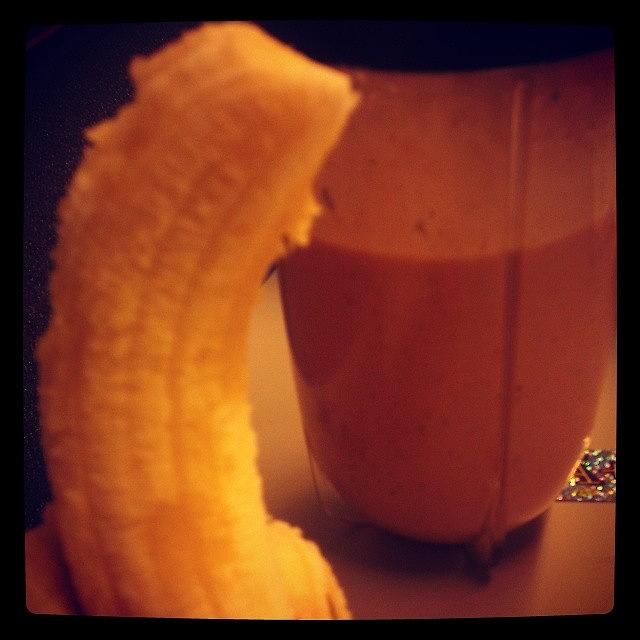 Banana Photograph - #banana #peanut #butter #almond #milk by Rachel Friedman